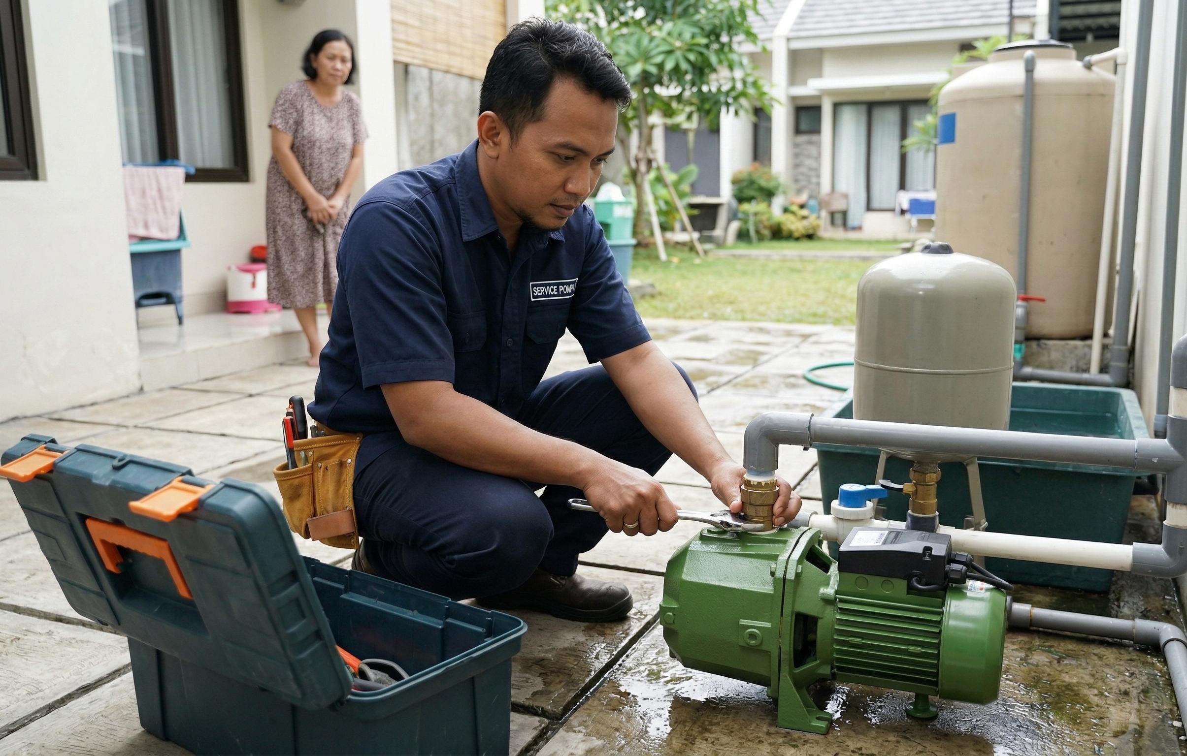 Pompa Air Premium - Teknisi profesional sedang bekerja